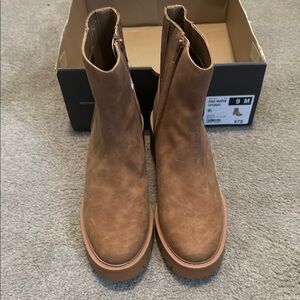 New a.n.a Tan Ankle Boots with Zipper Panels